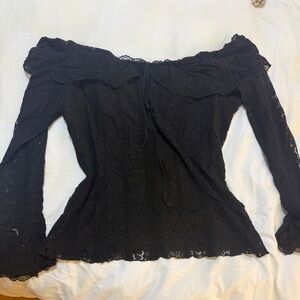 Fashion Nova Black Lace Off-Shoulder Top 🎀